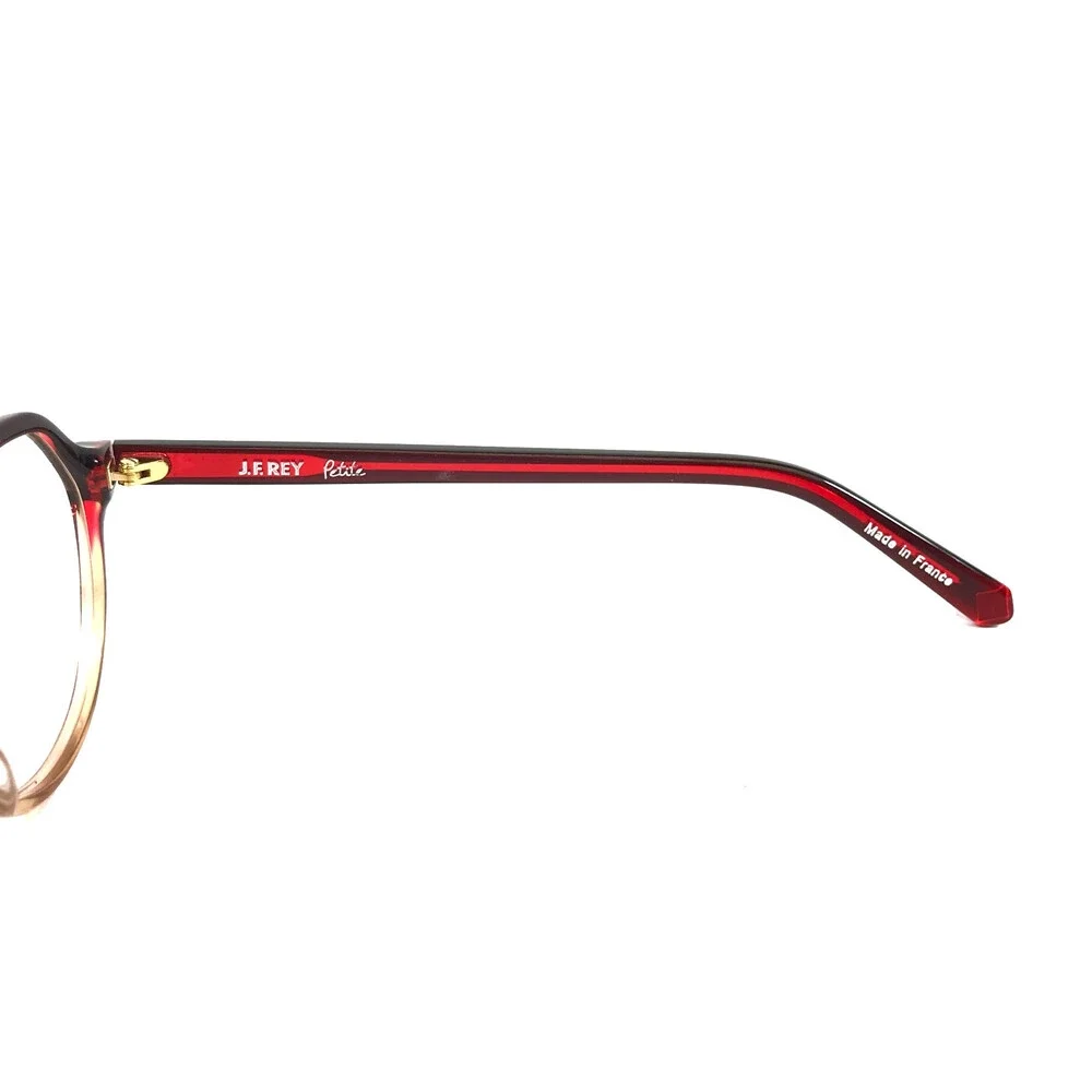 J.F. Rey Petite Eyeglasses Frames PA104 3565 Red Clear Gold Geometric 50-16-140